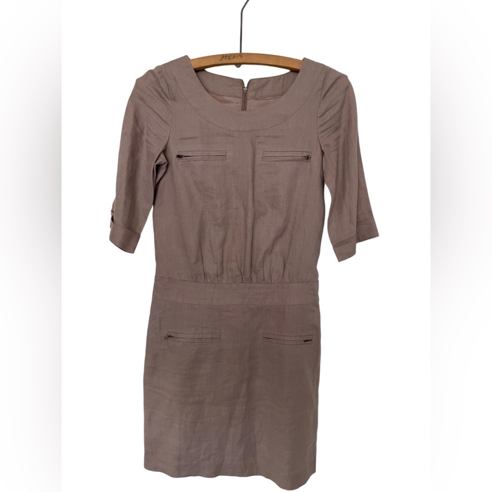 Reiss mauve(taupe ) linen dress size 2